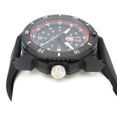 LUMINOX XL.1051 Military Black Red Dial Rubber Fabric Band Men’s Watch Boxed