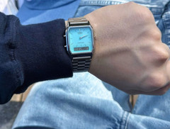 Casio AQ-230A-2A1MQY Analog Square Unisex Light Blue Steel Band WR Quartz Watch