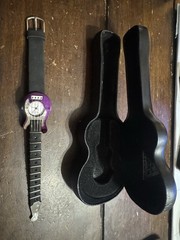 2001 ZX Electric Guitar Quartz Watch Purple Leather Band In Case