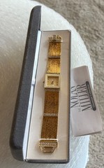 Vtg Nolan Miller Glamour Collection Chain & Crystal Quartz Watch- Needs Battery