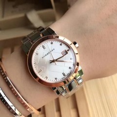 BURBERRY BU9127 WOMENS ROSE GOLD SILVER TONE WATCH BRAND NEW – 2 YEARS WARRANTY