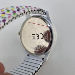 36MM Women’s Watch White Dial Polka Multicolor Strech Band 6.5″ New Battery