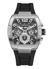 WATCH MEN TORNADO XENITH MultiFunction Dail Black Silver 43mm Sapphire Rectangle