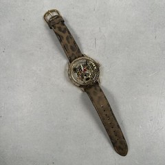Betsey Johnson Watch Women 37mm leopard Bling Animal Print Gold Tone New Battery
