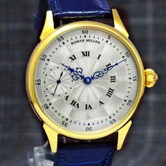 Luxury Mens Watch Exclusive Gold Wrist watch Mechanical Silver Dial Leaher Strap
