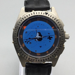 Bon Ton Watch Mens 39mm Blue Dial Plane Graphic Leather Stainless New Battery