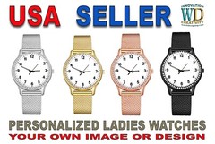 Personalized custom women’s girls watch quartz logo design image photo picture