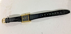 Vintage Jules Jurgensen Diamond Tank Genuine Leather Men’s Dress Watch Working!