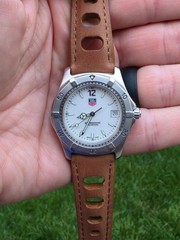 TAG Heuer WK1111 Mens 2000 Series Professional Quartz Watch White Brown Leather