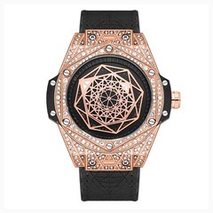 KIMSDUN Stylish Sport Watches, Geometry Polygon, Quartz Wristwatch,Leather Strap