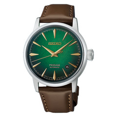 Seiko Presage Cocktail Time 38.5mm Green Dial Leather Band Watch HCB002