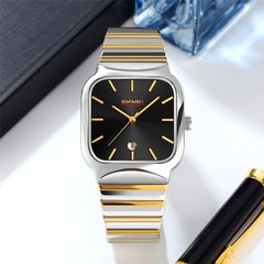 SKMEI Men Square Watch Steel Business Male Watch Date Week Display Wristwatch