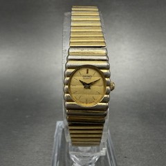 Seiko Watch Women 14mm Champagne Dial Gold Tone Rectangle 1E20-5099 New Battery