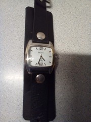 Hand Made Leather Biker Watch 5 Hole Adjustable 10.5 Inch Band