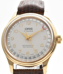 [NEAR MINT] ORIS Pointer Date 302-7285B 17Jewels Manual Gold White Men’s Watch