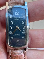 Vintage Watch & House curvex wristwatch mechanical 1960’s rare Blue dial Works