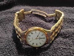 Cyma le Locle Men’s Sapphire Crystal Watch. Stainless Steel And 18k Gold Bezel