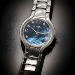 Ebel Beluga Ladies Watch E9157421 BLUE Mother of Pearl 8 Diamond Works 7″ Wrist