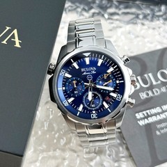 Bulova Marin Star Quartz stainless steel Blue Dial Men’s watch 96B256 43mm