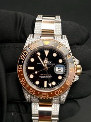 Rolex GMT-Master II Rootbeer 126711CHNR 40MM 18K w/Custom Set Diamonds