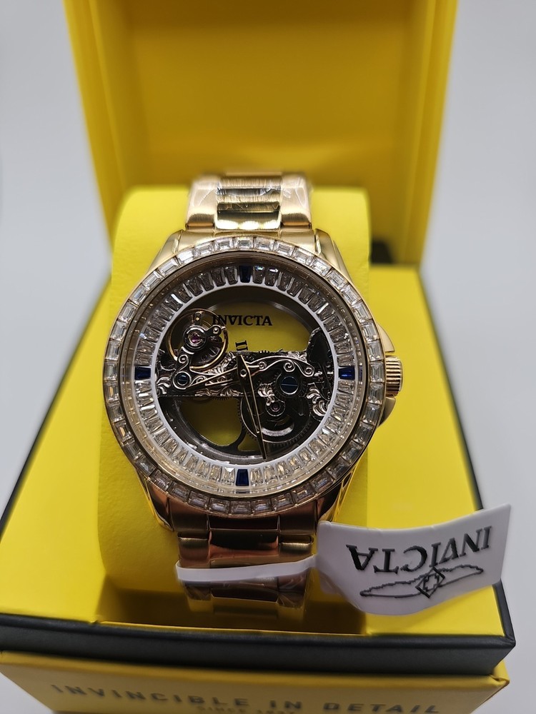 Invicta 69114 Objet D Art Idyll Automatic 43mm Men’s Watch w/ Skeleton Dial Gold