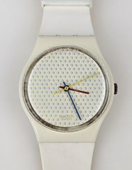 Swatch Swiss Ping Pong GW105 Red Blue Yellow Hands White Wristwatch Working VTG