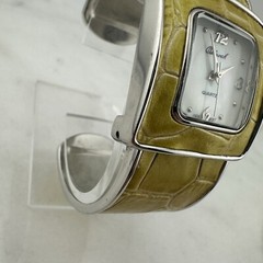 Osirock Watch Mother of Pearl Dial Yellow Reptile Hinged Cuff – Has New Battery