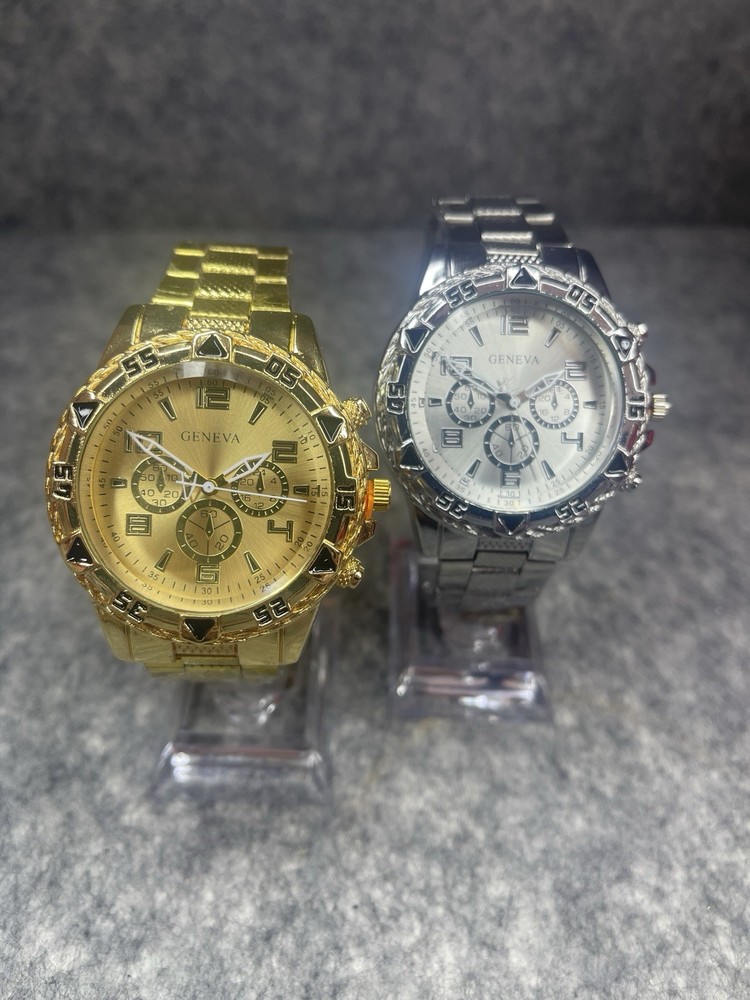 Mens Silver & Gold Watch New UK Luxury Fashion Casual Dress Watch (G2)