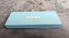 Stauer Metropolitan #17961 Japan Movt Genuine Black Leather NIB Blue Hands