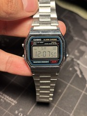 Casio A158W Digital Quartz Watch Silver Stainless Bracelet Alarm Chrono Light