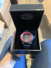 IMPRESS Quartz Wristwatch Black Red Analog Rubber Band Casual w/ Original Box