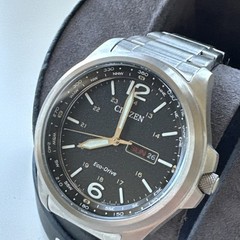 Citizen Men’s Watch Eco Drive Black Dial Day Date Silver Steel 44mm AW0110-58E