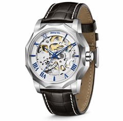 NEW INVICTA 69127 OBJET D ART SKELETON AUTOMATIC WATCH ANALOG LEATHER 42MM