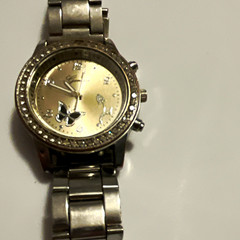 Geneva Women’s Silver Tone Analog Dress Watch Crystal Bezel Butterfly Dial