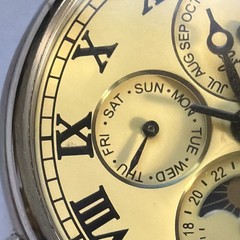 Stauer Osiris Quartz Moon Phase Day/Date Cream Roman Dial Brown Leather 50m