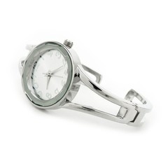 Silver Round Face Women’s Bangle Cuff Watch