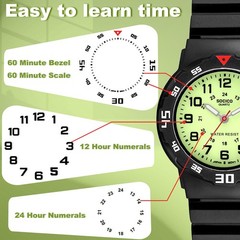 Kids Analog Watch Quartz Waterproof Time Teaching Boys Girls Soft Band Learning