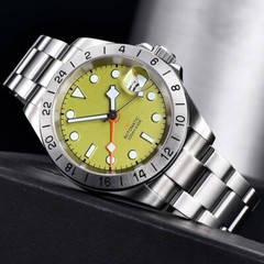 20ATM Dive NH34A Automatic Watch Men NH34 GMT Green Dial Lume Steel Bracelet