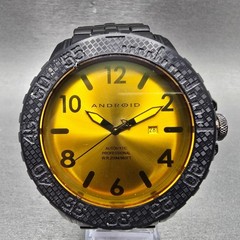 Android Trans 48 Automatic Watch Men 51mm Yellow Dial Black Tone Date Round Runs
