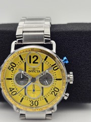 Invicta Racing Men’s Quartz Chronograph Tachymeter Yellow Dial SS Bracelet 44mm