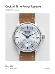 Rare Seiko Pre sage SSA343J1 Cocktail Time Skydiving Automatic Blue Texture Dial