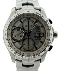 Tag Heuer 42mm Men’s Link Silver Dial Automatic Chronograph Cal 16 Watch CJF211B