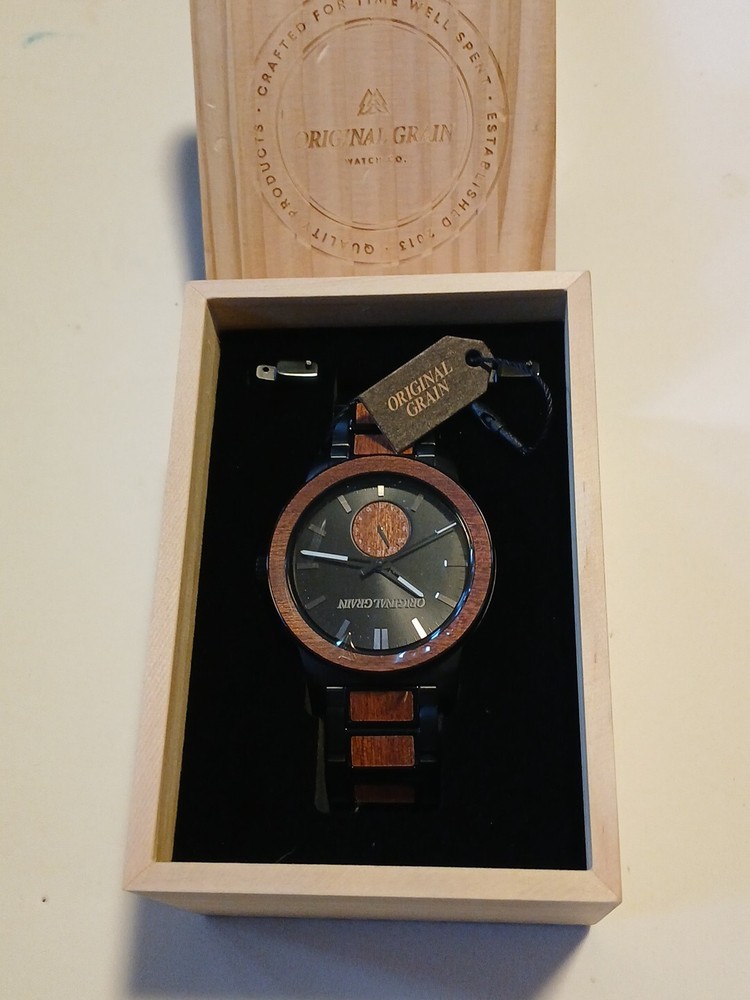 Original Grain The Barrel Sapele Matte Black Steel Mens Watch