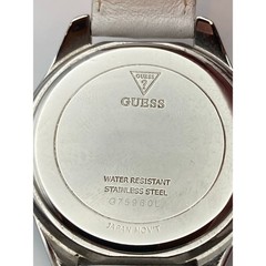 Guess Women’s Watch 37mm White on Silver – New Battery – Leather Band G75960L