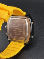 Activa Quartz Tonneau Multi-Dial Watch Yellow Rubber Strap 44-47.9mm 50m