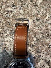 Fossil Men’s Quartz Chronograph Tachymeter Watch Black Dial Brown Leather Strap