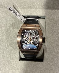 Invicta S1 Rally Interstellar Men’s Automatic Skeleton Rose Gold Black Strap
