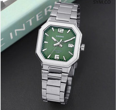 Casio MTP-B195D-3AV Men’s Watch Green Dial Stainless Steel Watch 50M