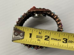 Vintage Narmi Quartz Analog – Women’s Filigree Watch – Beads Gems Hinged Cuff