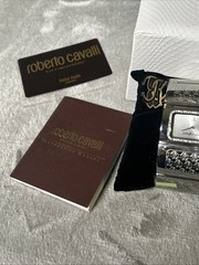 Roberto Cavalli Pavon Women’s Rectangular Analog Bangle Watch With Box